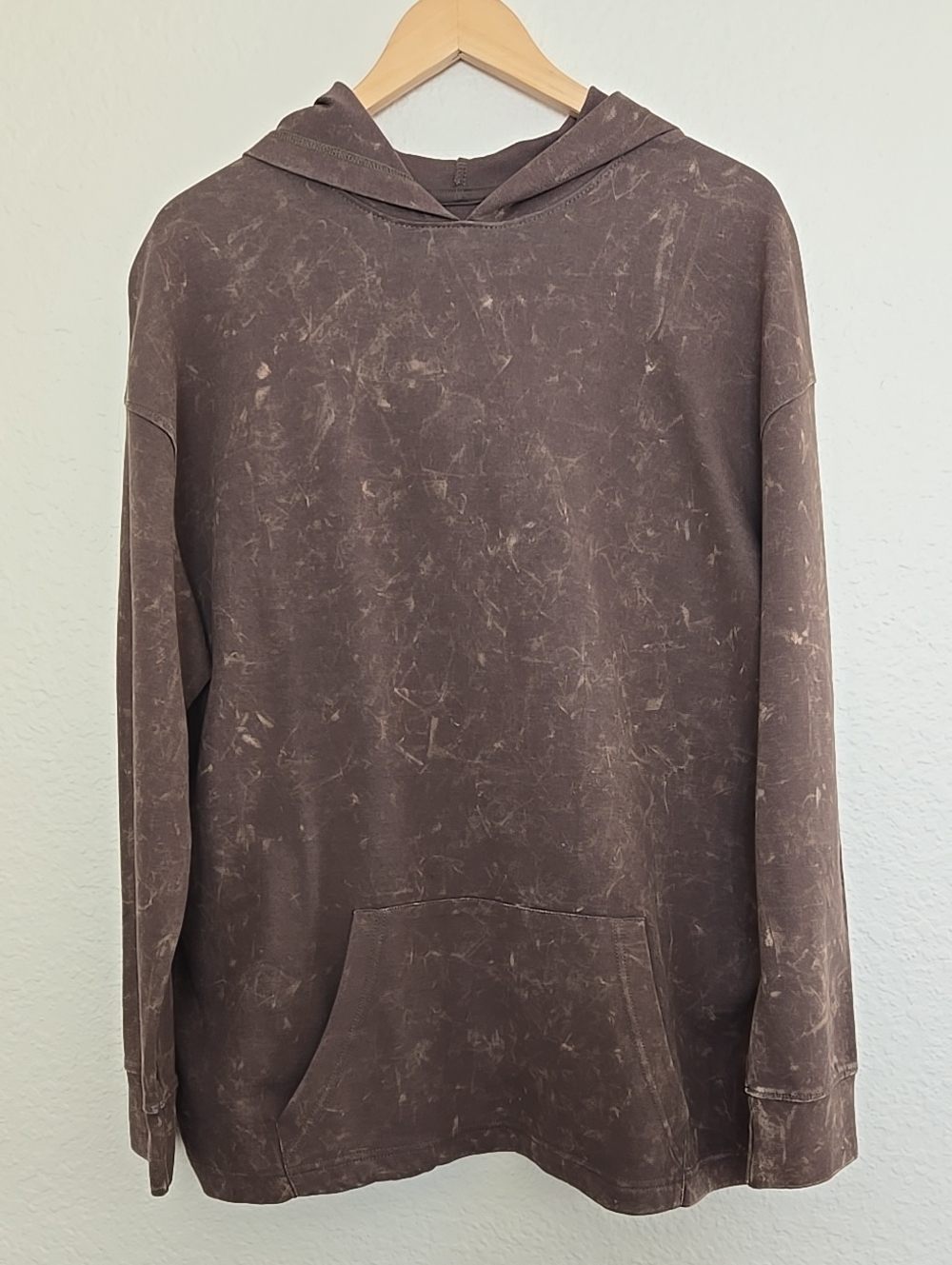 Broken Threads Men's Distressed Brown Hooded Pullover Sweatshirt